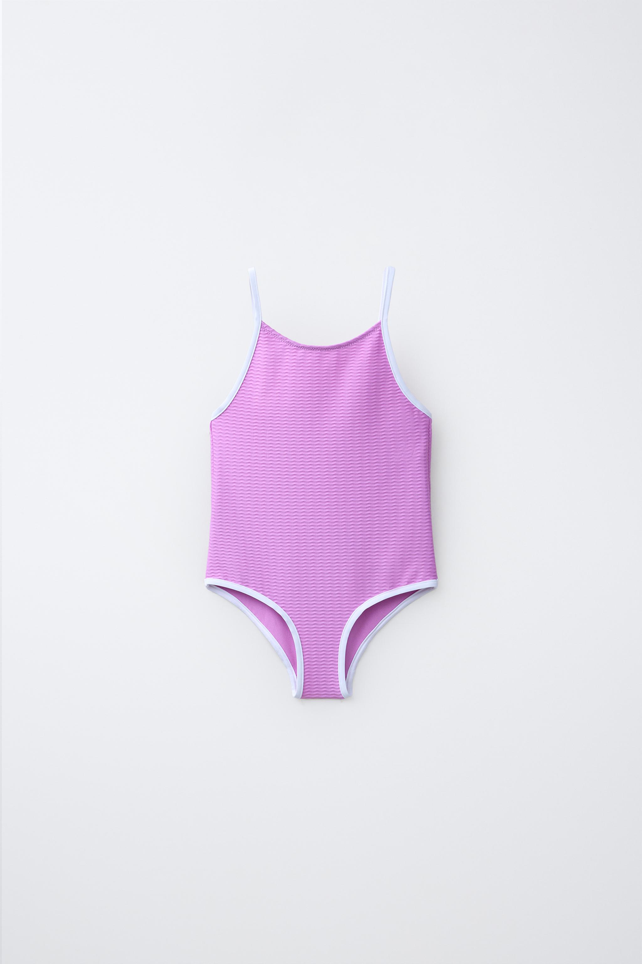 6-14 ANS/ MAILLOT DE BAIN TEXTURÉ LISERÉS CONTRASTÉS